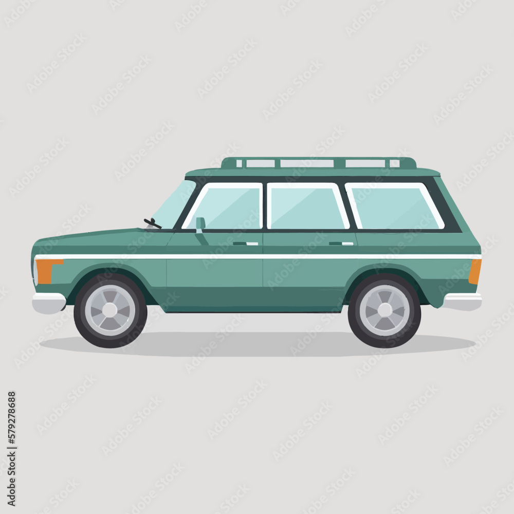 Car vehicle vector illustration. Flat style hand-drawn automobile. 