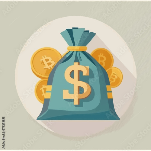 Money bag vector illustration. Currency finance. Flat style hand drawn