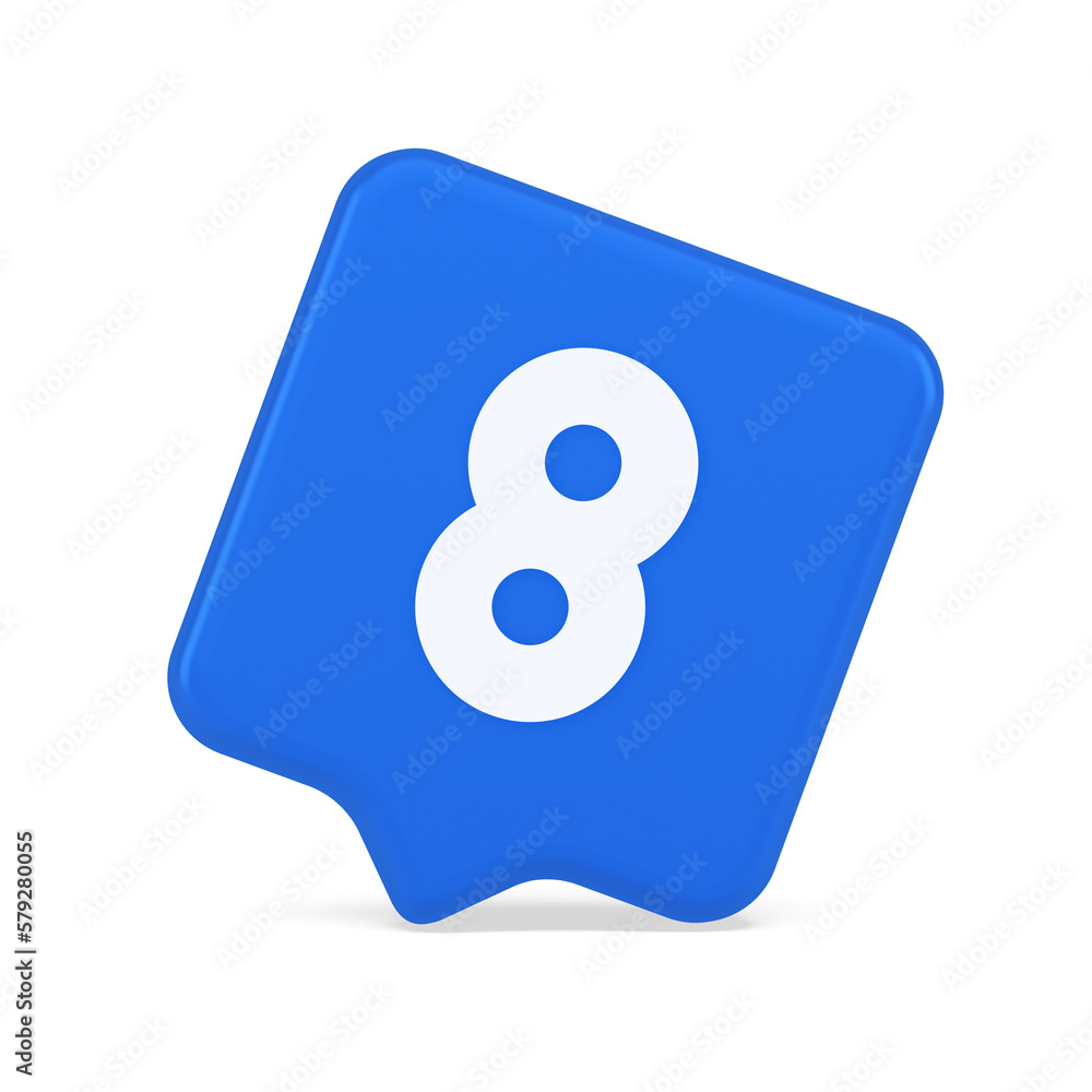Eight number blue button mathematic counting calculator web application 3d realistic speech bubble icon Eight number blue button mathematic counting calculator web application 3d realistic speech bubble icon