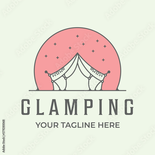 glamping logo line art design minimalist icon holiday vector