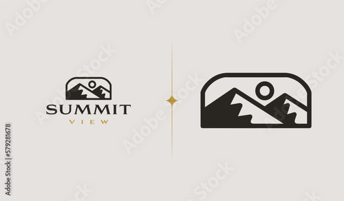 Mountain Peak Hill Top. Universal creative premium symbol. Vector sign icon logo template. Vector illustration