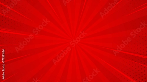 Comic background animation, vintage pop art background, with animated radial rays and dots pattern. Motion graphics and digital composition