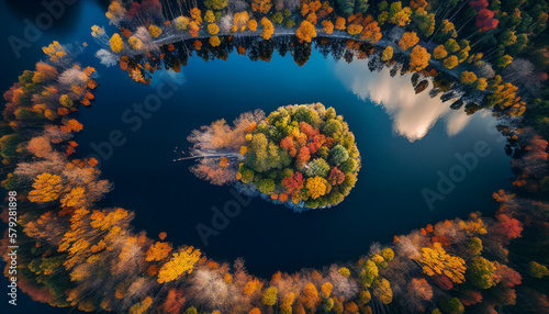 Wallpaper Mural Generative Ai of Drone aerial over the Fall colors of New England v2 Torontodigital.ca