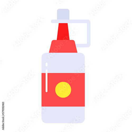 Squeezable bottle of flavored sauce, customizable icon of ketchup