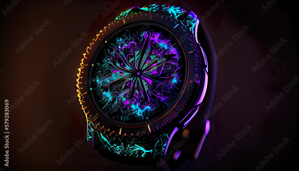 Futuristic concept of an abstract luxury smart watch, artwork