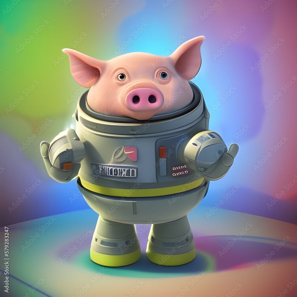 lustiges Ferkel im Weltraumanzug (Generative AI) Stock Illustration ...