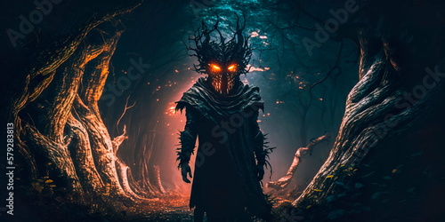 dark, haunted forest filled with malevolent spirits and cursed creatures Generative AI © Лилия Захарчук