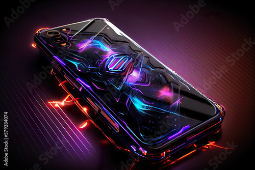 Futuristic concept of an abstract gaming smartphone, artwork