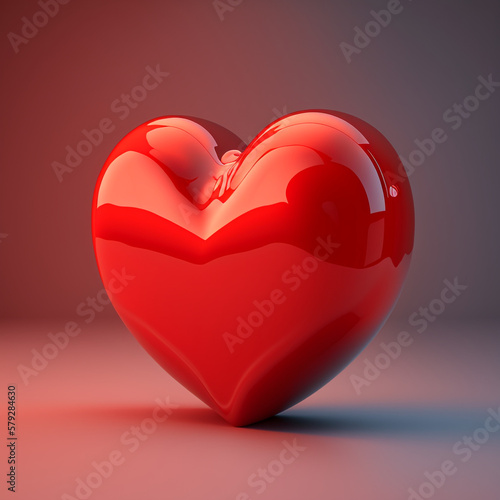 Red realistic heart love created by Generative AI