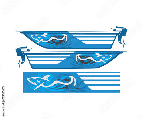 BOAT WRAPS SIMPLE SHARK LOGO, silhouette of small boat vector illusstrations