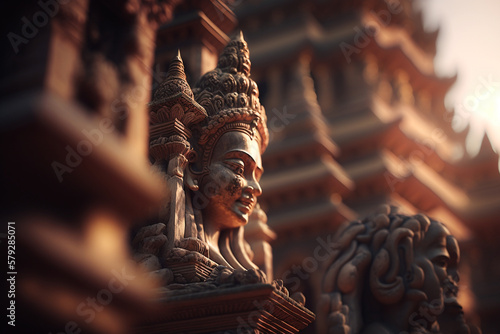 A statue of a goddess in a temple
