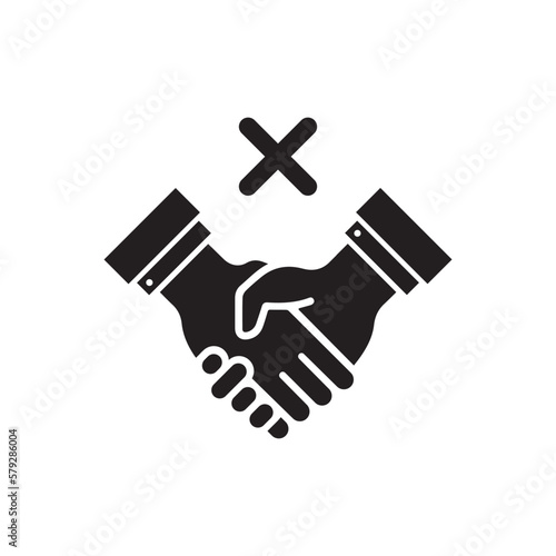 No Shake Hands vector icon illustration.Don't shake hands for virus prevention, avoiding handshake vector illustration.