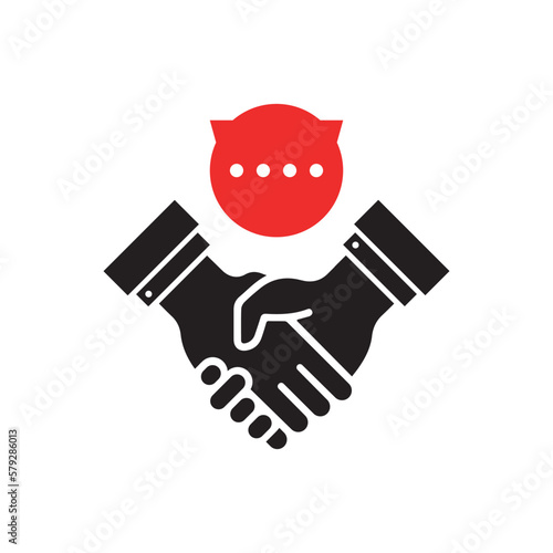 easy communication between partners. simple flat trend modern shakehand logotype graphic design isolated on white background. concept of done transaction or verbal agreement and honesty or dealership