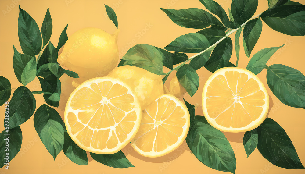 Lemon on the yellow background. Lemon on the yellow background.