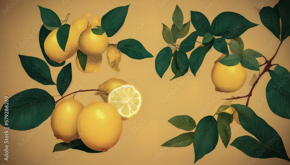 Lemon on the yellow background. Lemon on the yellow background.