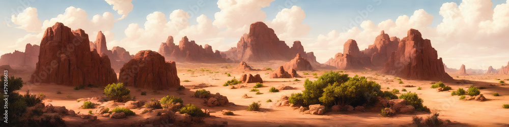 Desert and cacti landscape, Generative AI