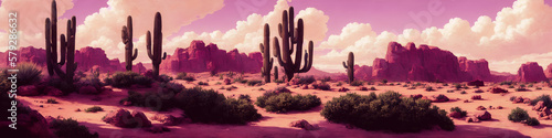 Desert and cacti landscape, Generative AI