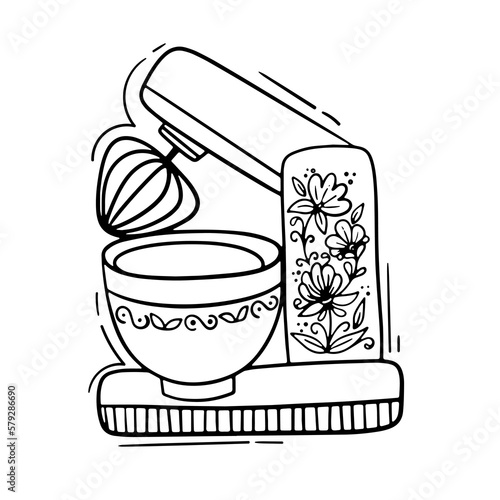 Isolated vector illustration of food processor