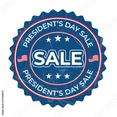 Presidents Day Sale Badge, Label, Stamp with USA Flag