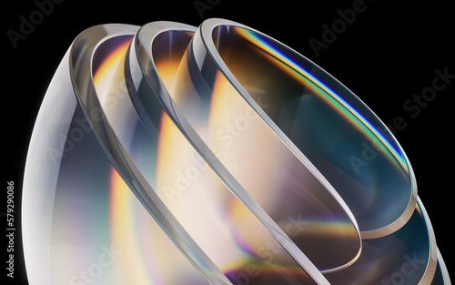 Fototapeta Naklejka Na Ścianę i Meble -  Colorful curve glass with dispersion, 3d rendering.