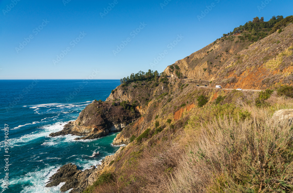 Coastal View of Big Sur in California on a Summer Day