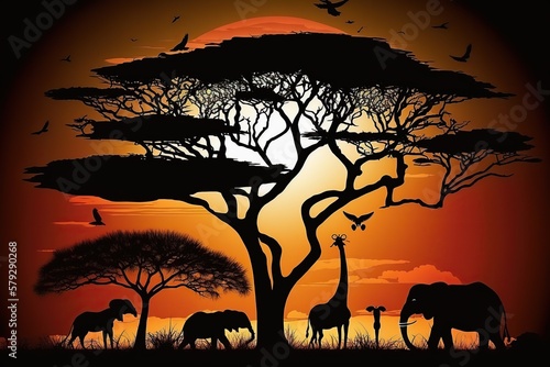 Celebrate happy Africa Day  nature scene. Generative AI illustration.