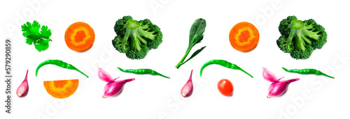 vegetables isolated on white background food ingredients pattern
