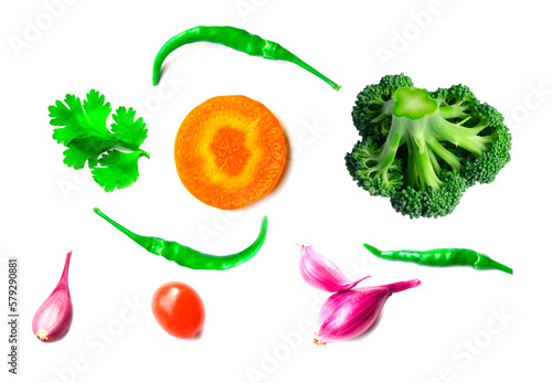 Fototapeta Naklejka Na Ścianę i Meble -  vegetables isolated on white background food ingredients pattern