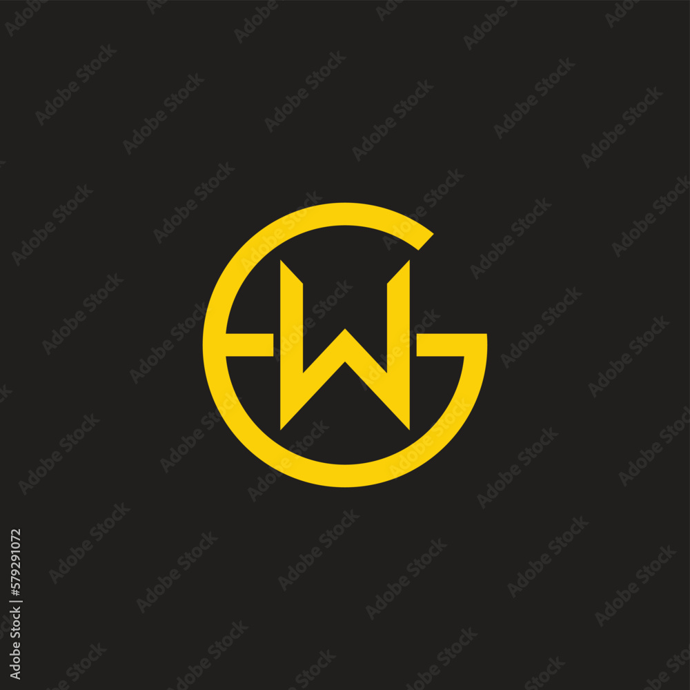 letter gw gold round logo vector letter gw gold round logo vector