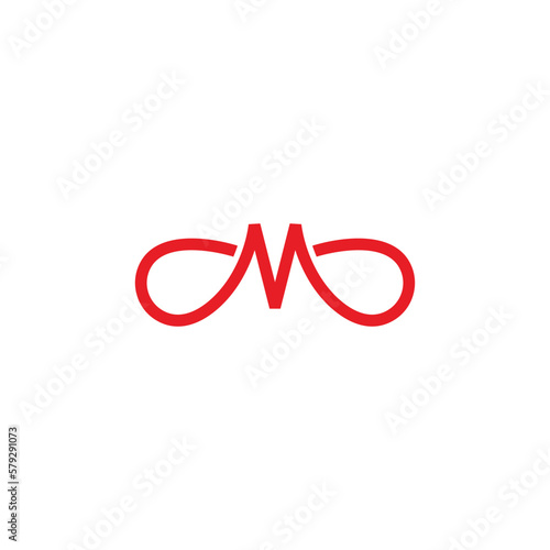 letter m loop wings line logo vector