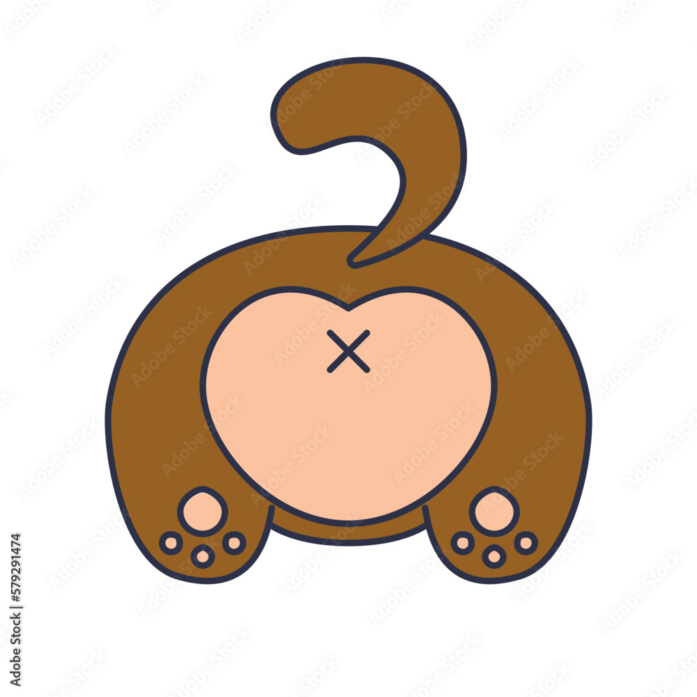 Cartoon cute cat walk away, Cute Cat Butt. Cartoon animals back. Cat's