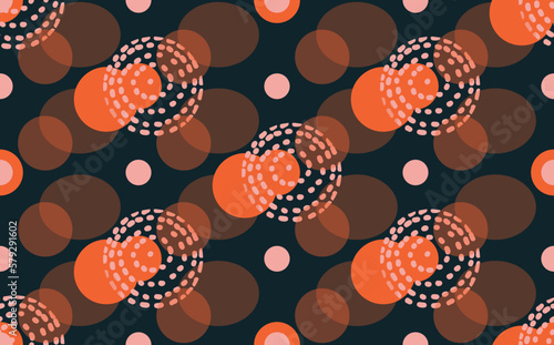 Trendy vector pattern with hand drawn dots and circles. Doodles and different shapes. Background for print, cover, wallpaper, fabric, clothes, wrapper