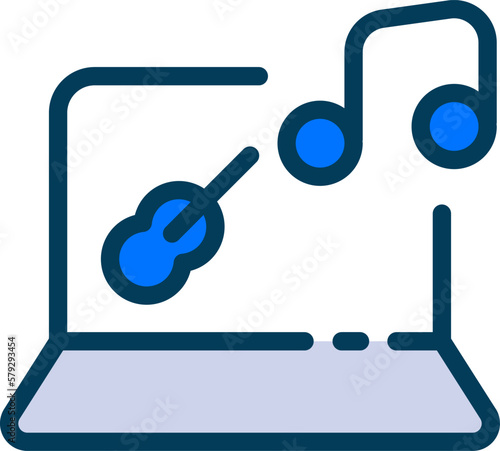 Online Concert Icon Vector - This icon is typically designed to represent an online music concert. It may feature a musical note or a microphone along with an image of a stage or concert hall