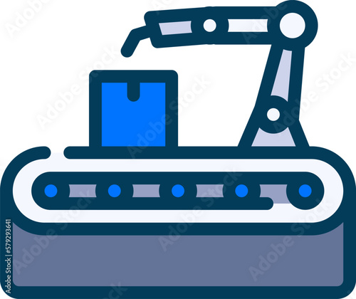 Robot Manufacture Icon Vector  An icon vector that represents robot manufacture often features a robotic arm or a factory symbol with a robotic worker. This icon is commonly used to indicate manufactu