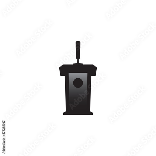 Podium microphone rostrum tribune public speaking logo icon vector design template