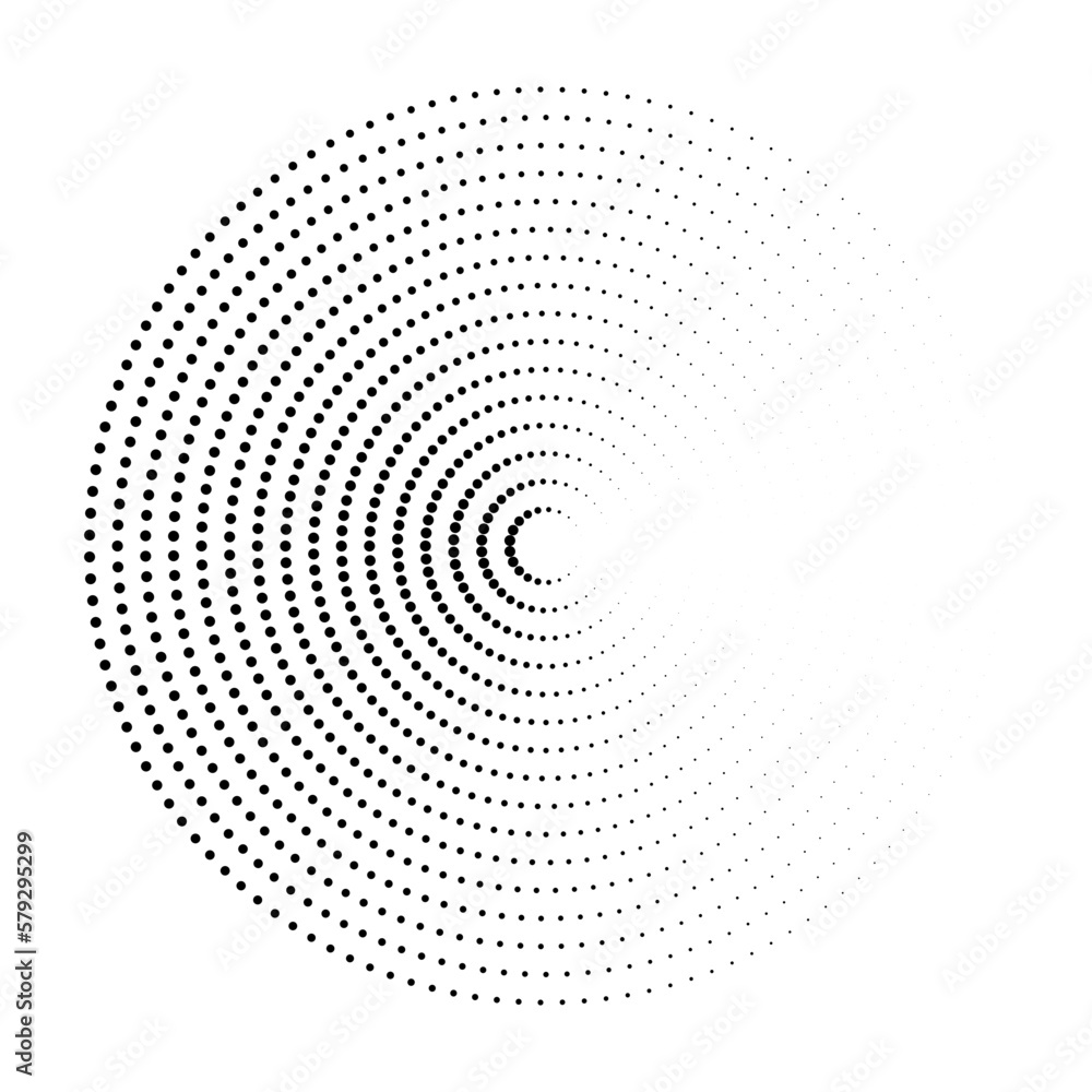 Spiral dots background. Halftone shapes
