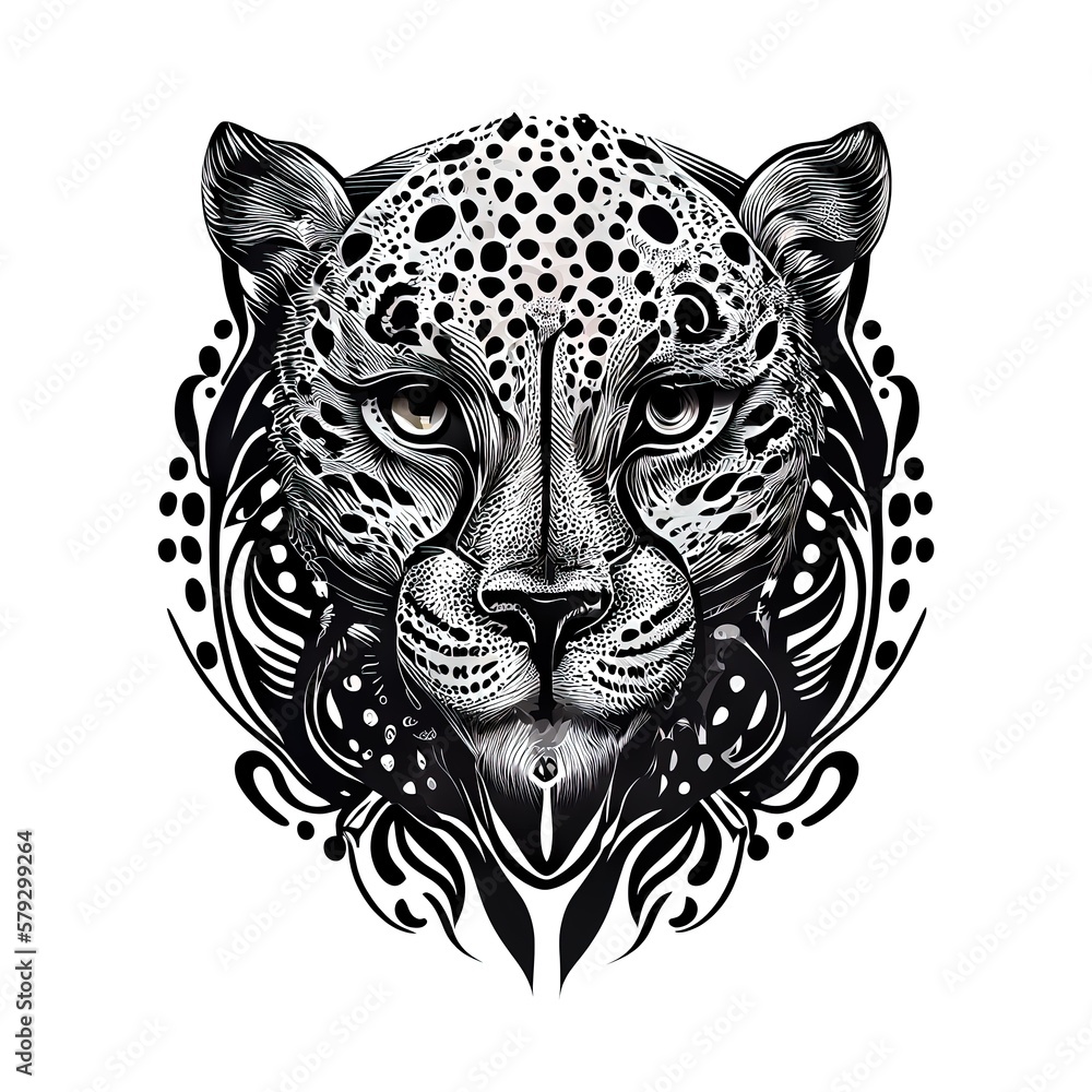 Fototapeta premium Cheeetah Stylized Head with Piercing Eyes, AI Generative