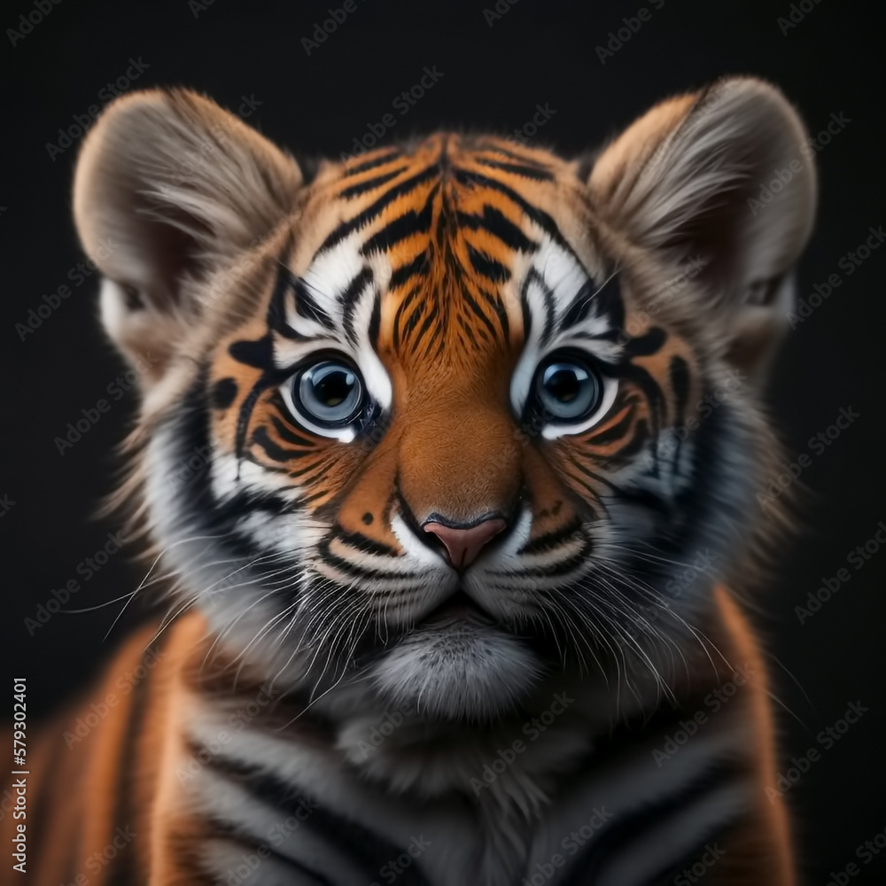 Cute and adorable little tiger. Generative AI