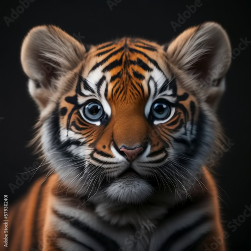 Cute and adorable little tiger. Generative AI