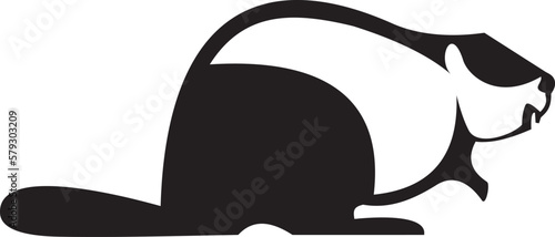 Original art Illustration of beaver. 
Art silhouette of beaver. Black on white background
