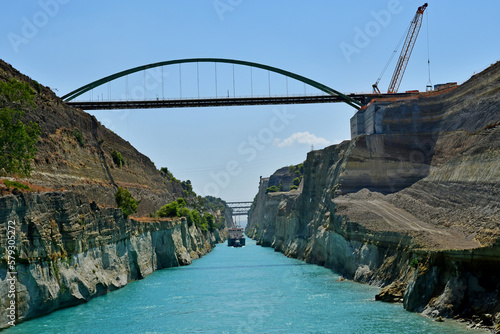 Corinth; Greece - august 30 2022 : picturesque canal photo