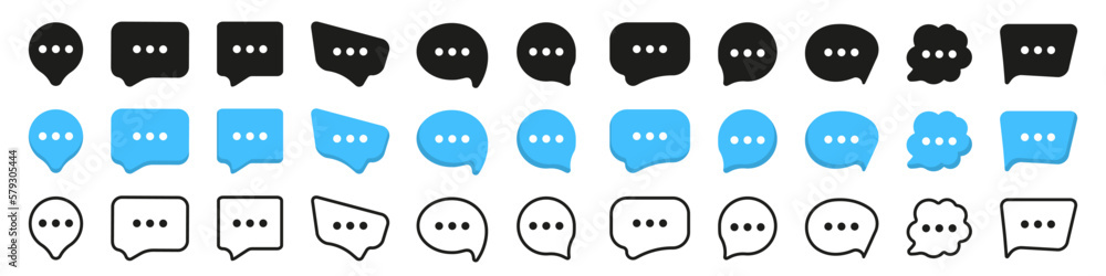 Chat comment in speech bubble collection. Message comment icons Chat comment in speech bubble collection. Message comment icons