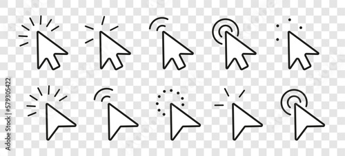 Set of mouse arrow cursor. Digital mouse pointer