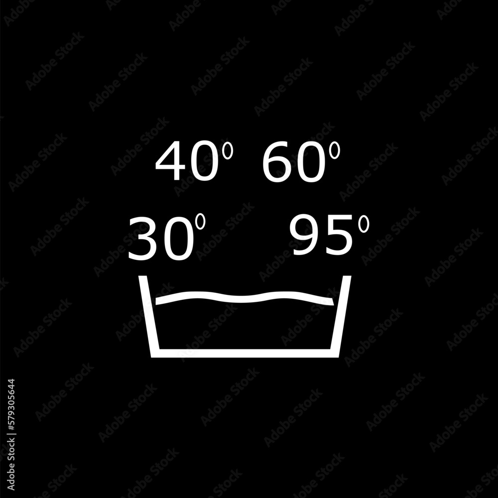 Wash degree icons. Wash temperature degree from 30 to 95. 30, 40, 50