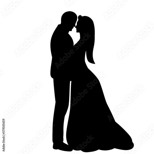 Wallpaper Mural bride and groom silhouette isolated Torontodigital.ca