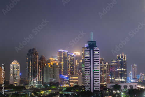 Cityscape of Jakarta city at night.