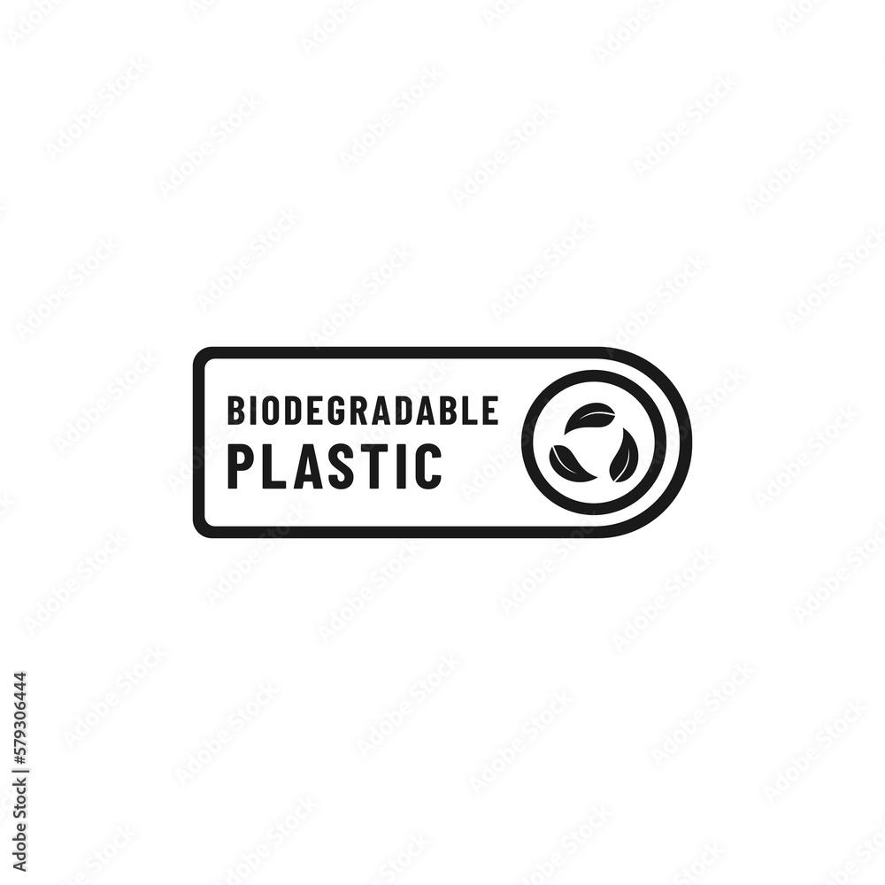 Biodegradable plastic label or biodegradable plastic mark vector