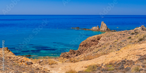 Las Sirenas Reef, Cala de las Sirenas, Cabo de Gata-Níjar Natural Park, UNESCO Biosphere Reserve, Hot Desert Climate Region, Almería, Andalucía, Spain, Europe