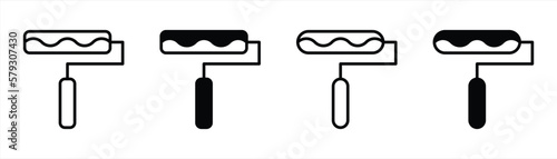 paint roller icon set. pain brush icon collections symbol sign, vector illustration
