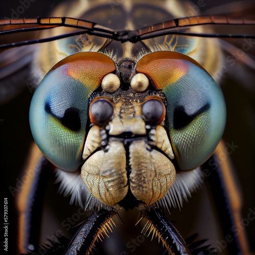 a macro image of dragonfly on a stem © Dmytro Titov
